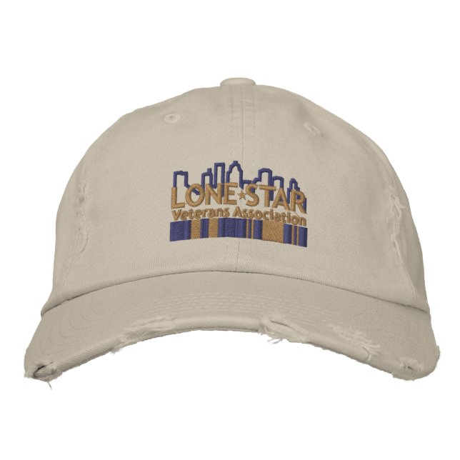 Tan Distressed Logo Hat Bestickte Kappe (Vorderseite)
