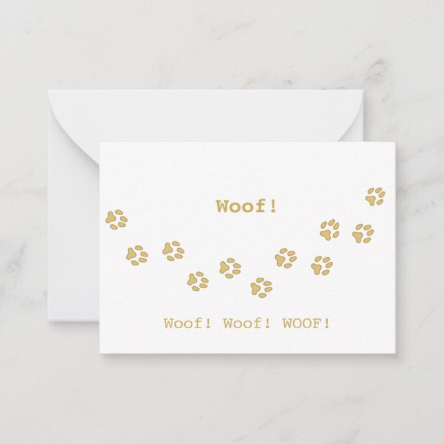 Tan Dog Paw druckt den Niedlichen Personalisierten Mitteilungskarte (Vorderseite)