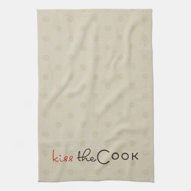 Tan Dots Kiss the Cook Cuisine Serviette (Vertical)