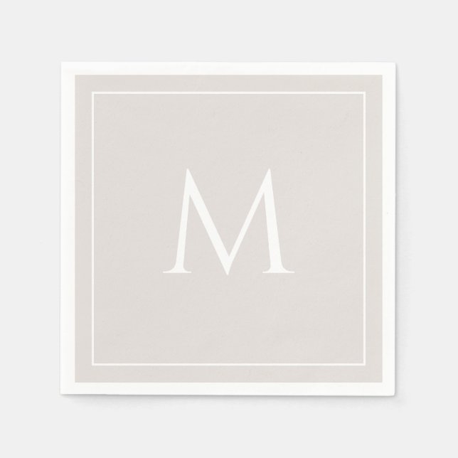 Tan elegante Monogramm-Erstnapkins Serviette (Vorderseite)