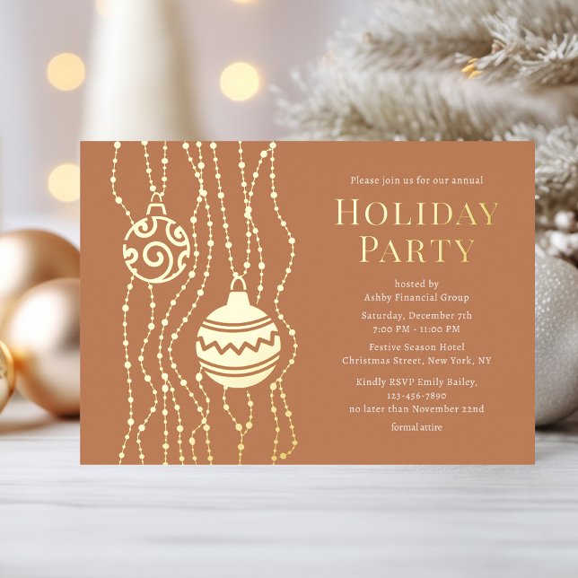 Tan Elegantes Weihnachts-Party Corporate Holiday Folieneinladung (Von Creator hochgeladen)