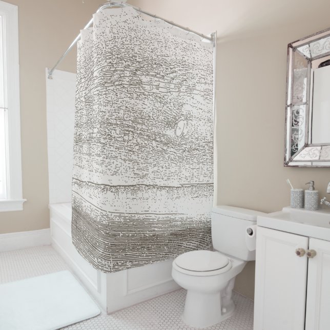 Tan et Brown bois rustique Motif Douche rideau (En situation)