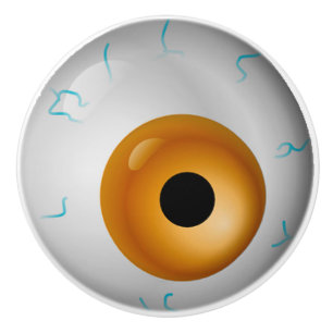 Tan Eyeball Zombie Drawer Knob Keramikknauf