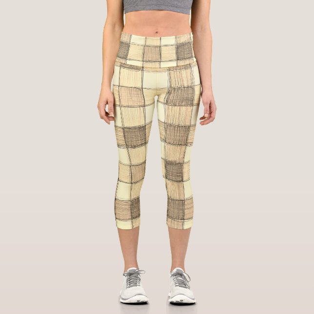 Tan féminin et kaki En vichy leggings Capri (Recto)