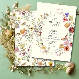 Tan Flora Boho Wildblume Wedding Einladung