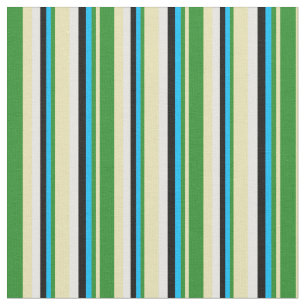 Tan, Forest Green, Deep Sky Blue, Black and White Stoff