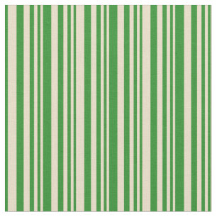 Tan & Forest Green Strips Stoff