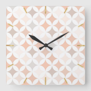 Tan Geometric Diamond Circles Quadratische Wanduhr