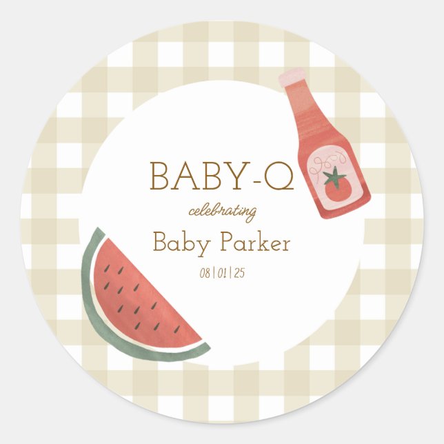 Tan Gingham Baby-Q Sticker (Vorderseite)