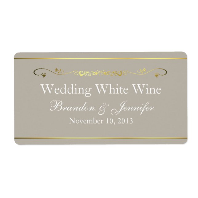 Tan & Gold Custom Wedding Mini Wine Labels (Vorne)