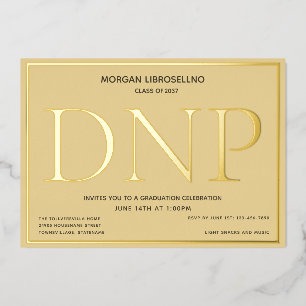 Tan Gold DNP Abschluss Folieneinladung