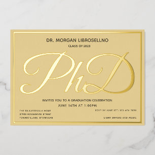 Tan Gold PhD-Abschluss Folieneinladung