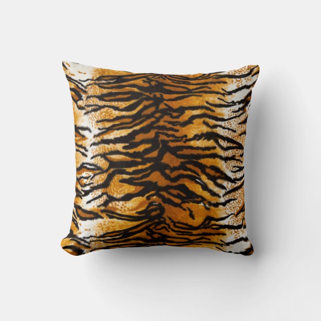 Tan & Gold Tiger Print Throw Kissen (Vorderseite)