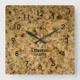 Tan Granite Style Pattern Acrylic Wall Clock Quadratische Wanduhr
