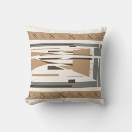 Tan Gray Brown Mittelmeer Mosaik Abstrakt Kissen