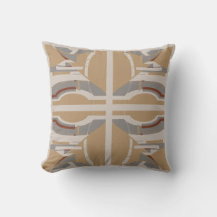 Tan Gray Taupe mediterrane große Mosaikfliesen Kissen