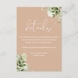 Tan Greenery Floral Wedding Details Begleitkarte