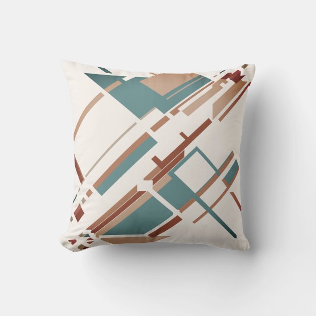 Tan Grey-Green Rust Off-white Diagonal Abstrakt Kissen (Vorderseite)
