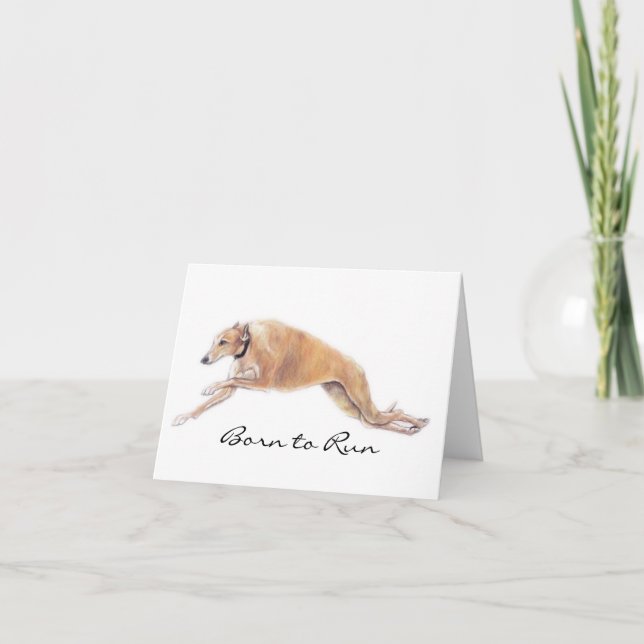 Tan Greyhound Geboren, Hunde-Art-Note-Karte auszuf Karte (Vorderseite)