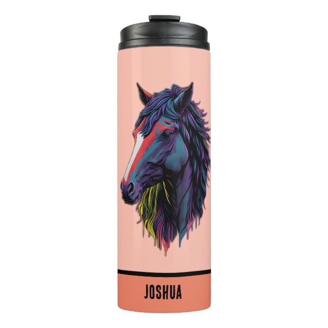 Tan Horse Theme für Reitbegeisterte Thermosbecher (Vorderseite)