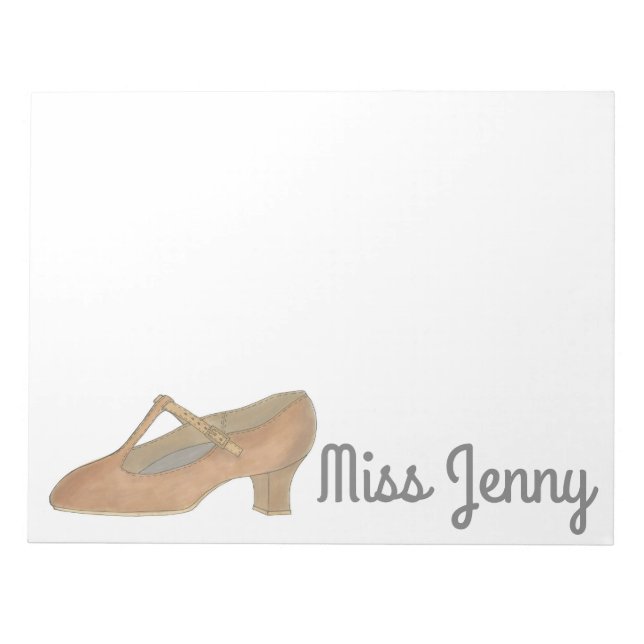 Tan Jazz Character Shoe Dance Teacher Notepad Notizblock (Vorderseite)