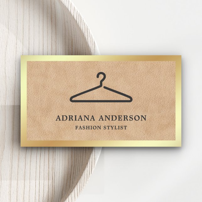 Tan Leather Black Clothes Hanger Fashion Stylist Visitenkarte (Von Creator hochgeladen)