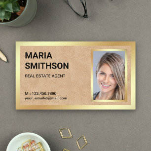 Tan Leather Gold Found Real Anwesen Realtor Foto Visitenkarte