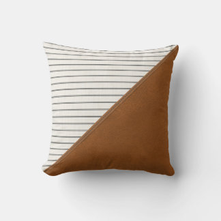 Tan Leather White Strien Dreieck Bauernhof Kissen