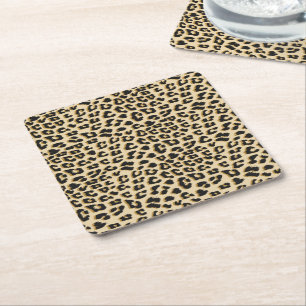 Tan Leopard Print Rechteckiger Pappuntersetzer