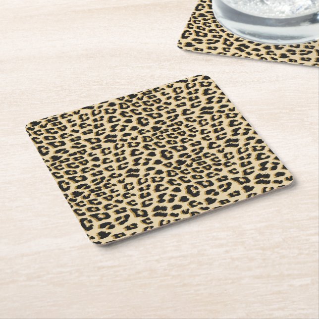 Tan Leopard Print Rechteckiger Pappuntersetzer (angewinkelt)