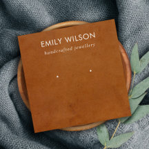 TAN LETHER TEXTURE STUD EARRING DISPLAY CARD