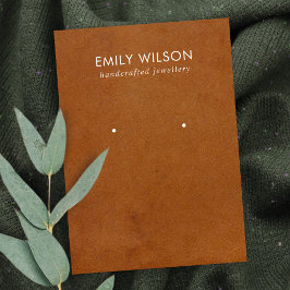 TAN LETHER TEXTURE STUD EARRING DISPLAY CARD VISITENKARTE