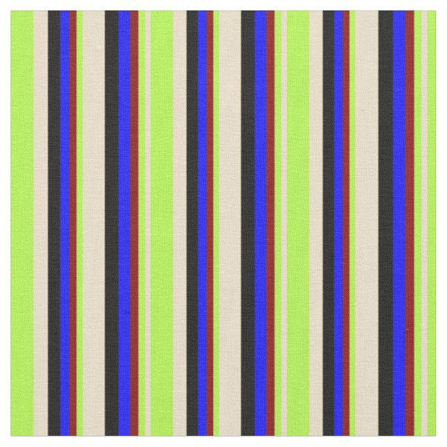 Tan, Light Green, Maroon, Blau und Schwarz Stoff (Nahaufnahme)