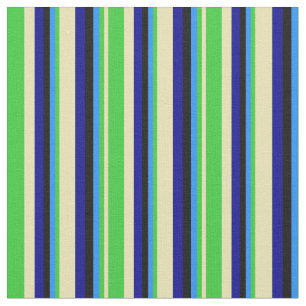 Tan, Lime Green, Blue, Black & Dark Blue Lines Stoff