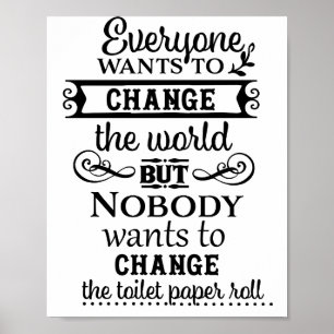 Tan Linen Look Ändern Sie die Toilettenpapier Bade Poster