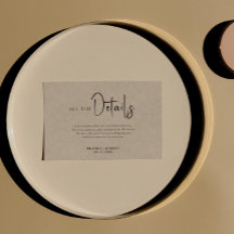 Tan Linen Simple Black Script Wedding Details