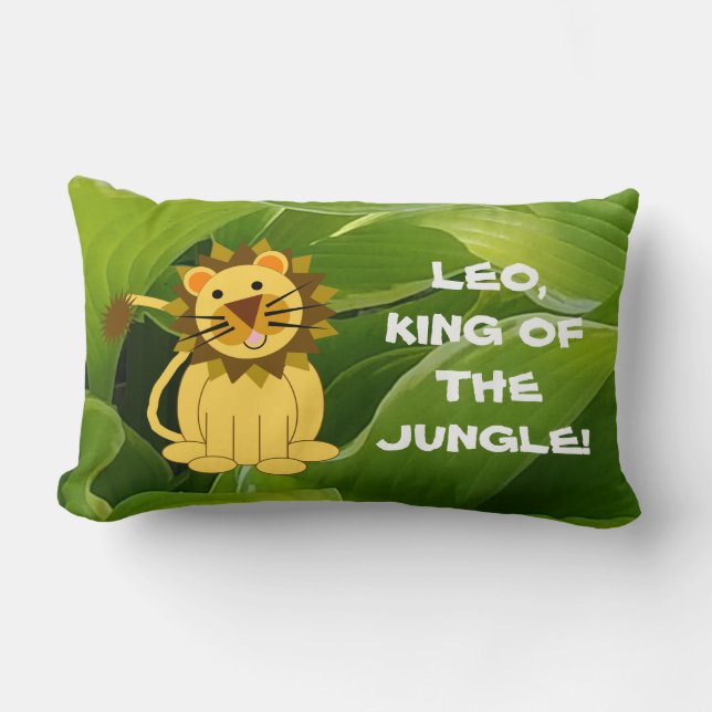 Tan Lion und Green Hostals King of The Dschungel Lendenkissen (Vorderseite)