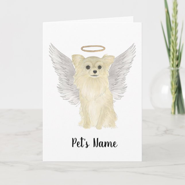 Tan Long Haired Chihuahua Beileid Memorial Karte (Vorderseite)
