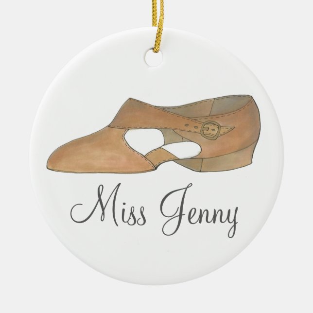 Tan Lyrical Dance Shoe Teacher Choreograf Keramikornament (Vorne)