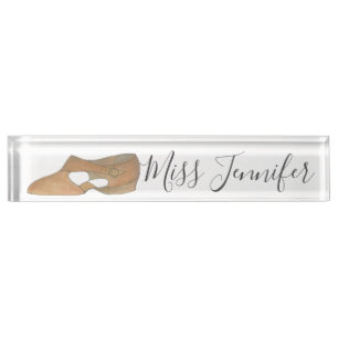 Tan Lyrical Modern Dance Shoe Teacher Instructor Namensplakette