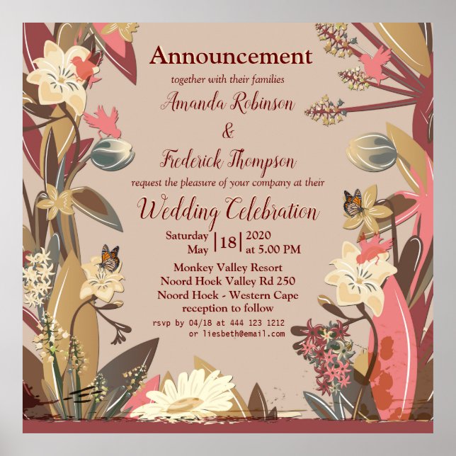 Tan - Marsala Wine & Drehung von Pink Poster (Vorne)