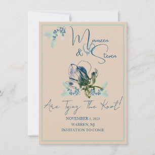 Tan, Mint & Blue Orchid Save the Date Card Einladung