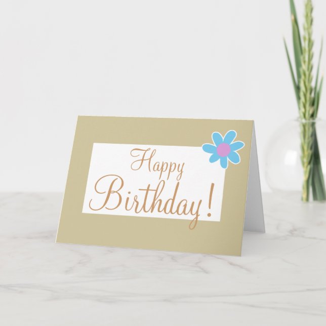 Tan mit Corner Blume "Birthday Card" Karte (Vorderseite)