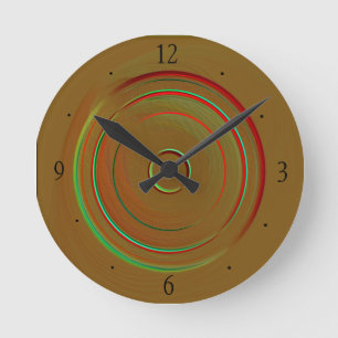 TAN mit mehrfarbiger roter Limoner grüner Runde Wanduhr