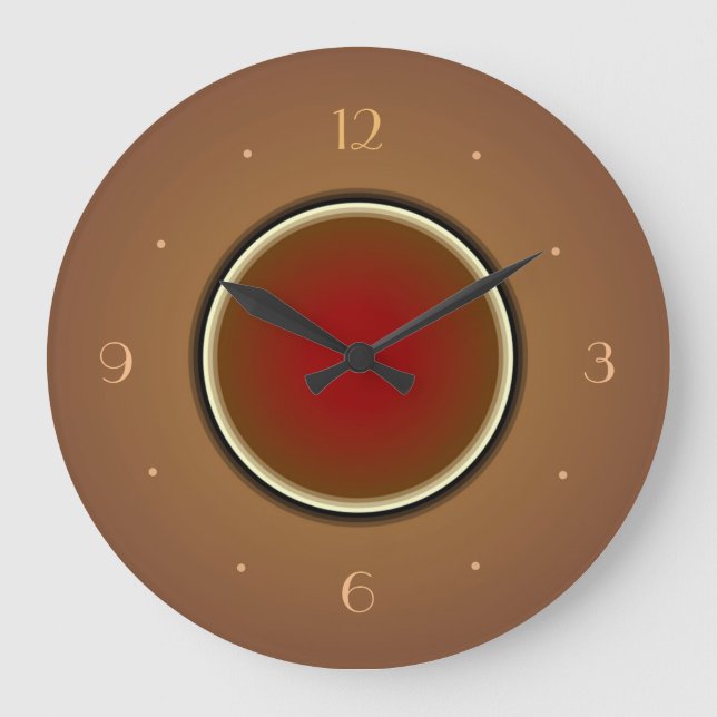 Tan mit rotem Zentrum>Simplistische Wall-Uhren Große Wanduhr (Vorderseite)