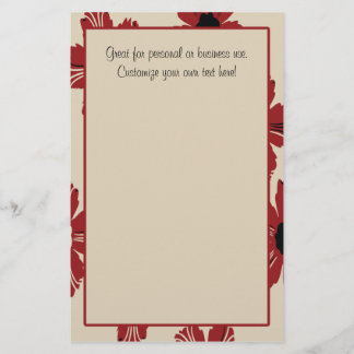 TAN mit roter Blumengrenze Briefpapier