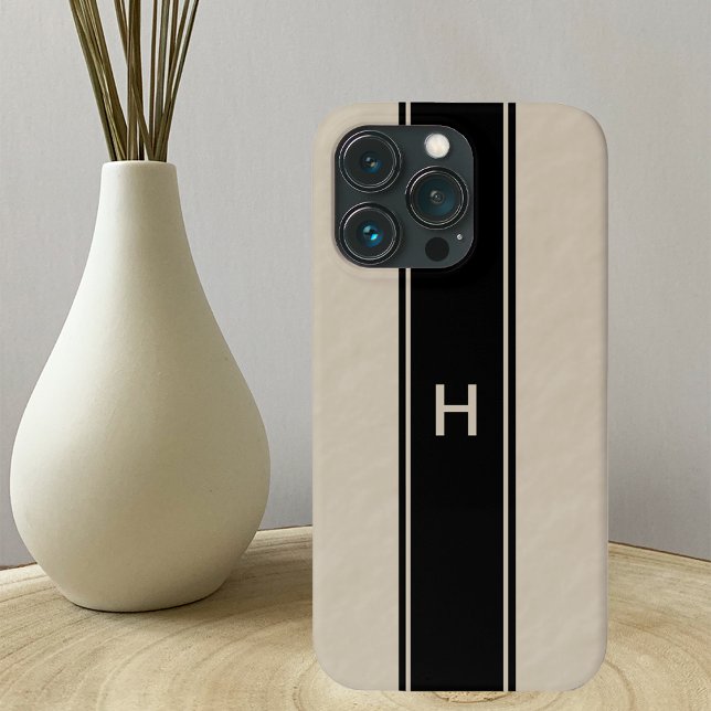 Tan mit schwarzem Streifen und Tan-Monogramm Case-Mate iPhone Hülle (Von Creator hochgeladen)