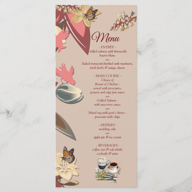 Tan moderne - Marsala-vin rayures de ton Menu (Devant)
