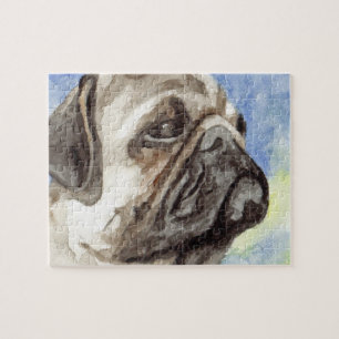 Tan Mops Watercolor Jigsaw Puzzles