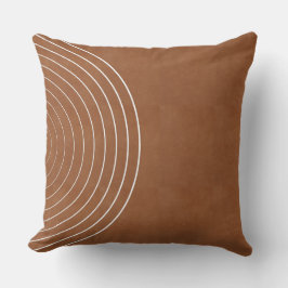 Tan Nested Geometric White Circles Kissen